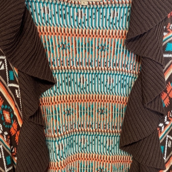 Aztec Powder River Outfitters Cardigan Duster Tribal Sweater - Picture 6 of 12